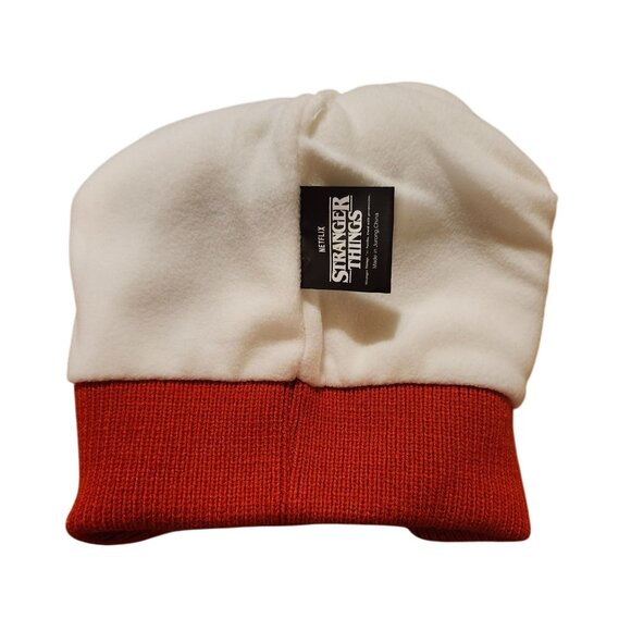 Netflix Stranger Things Unisex OS Beanie Pom Pom White Red Fleece Lined NWT - Picture 5 of 6
